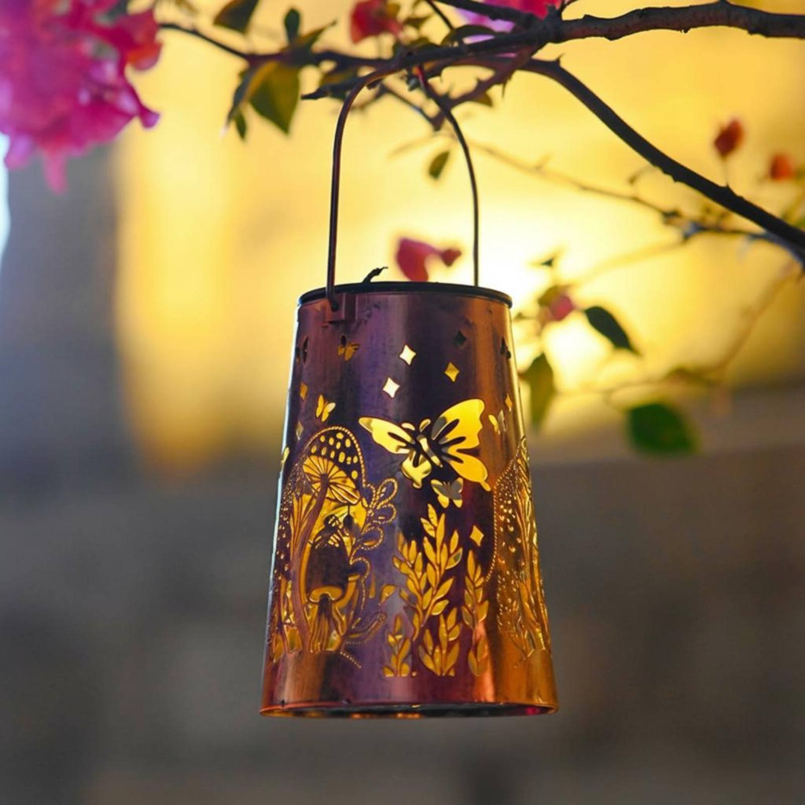 Outdoor Lighting Battery Powered - Luminaria de Jardín con Diseño Floral,