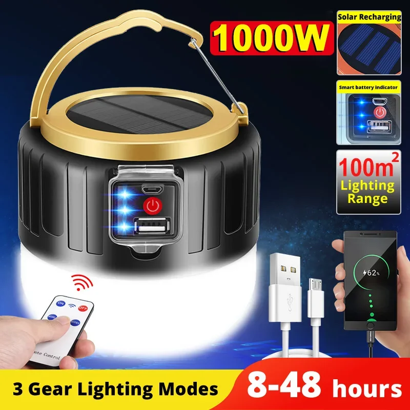 Outdoor Lighting Solar Panel - Luz LED Solar para acampar, Banco