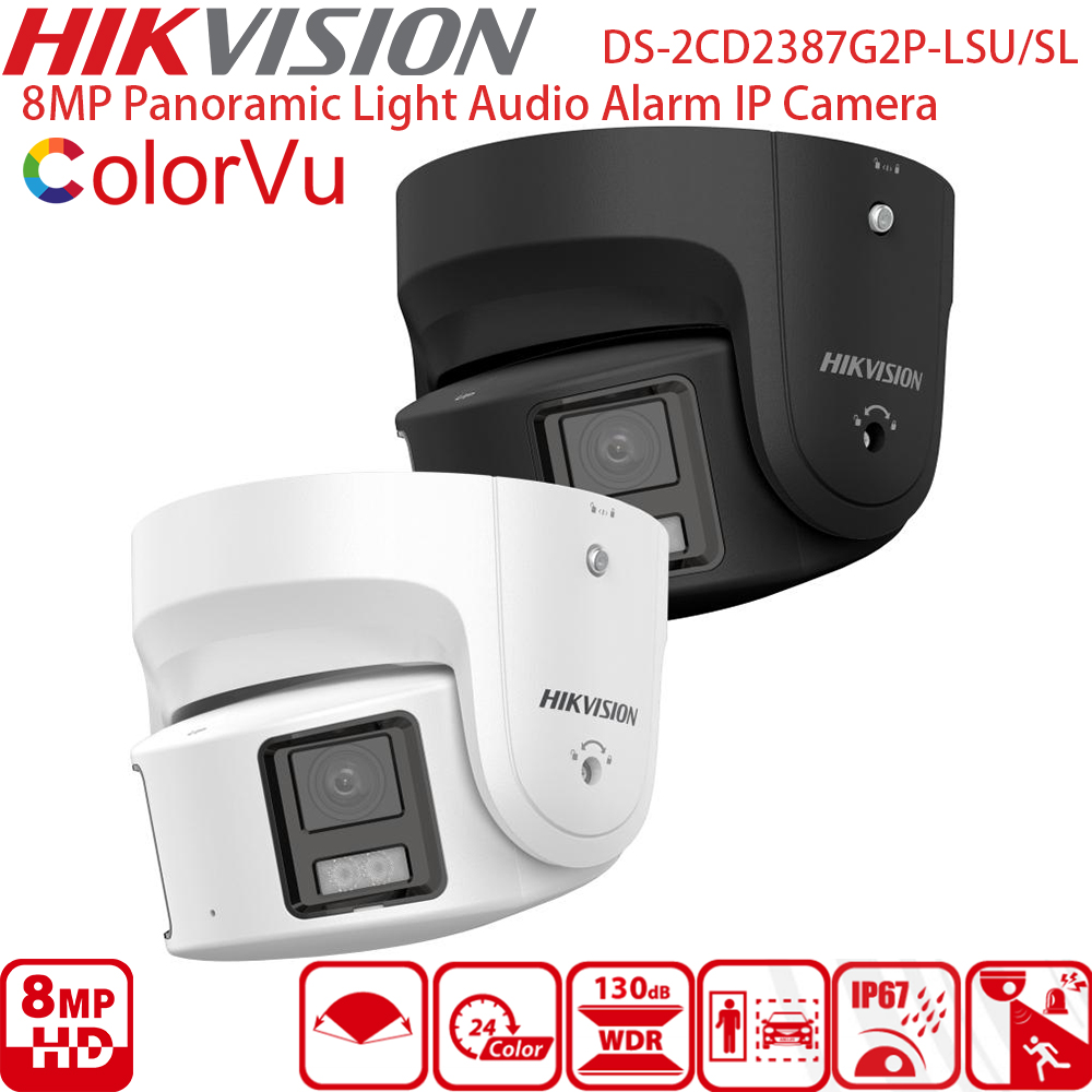 Outdoor Lighting And Camera - Cámara IP Panorámica Hikvision ColorVu 8MP