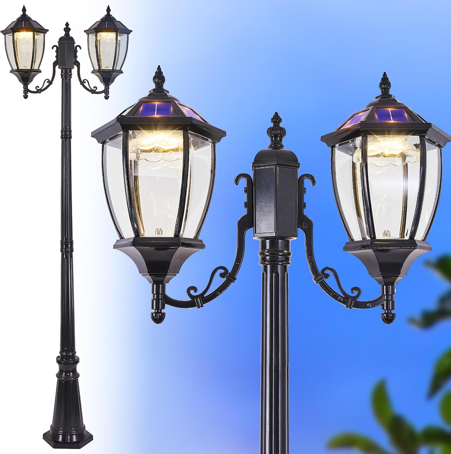 Outdoor Lighting Dusk To Dawn - Luces Solares de Poste para Exteriores