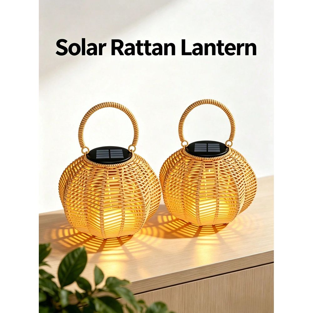 Solar Lantern Hanging - Lámpara Solar de Ratán para Decoración