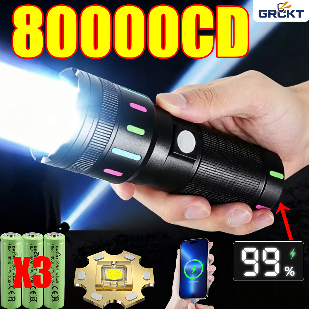 Outdoor Lighting Nearby - Linterna LED de alta potencia 80000CD,