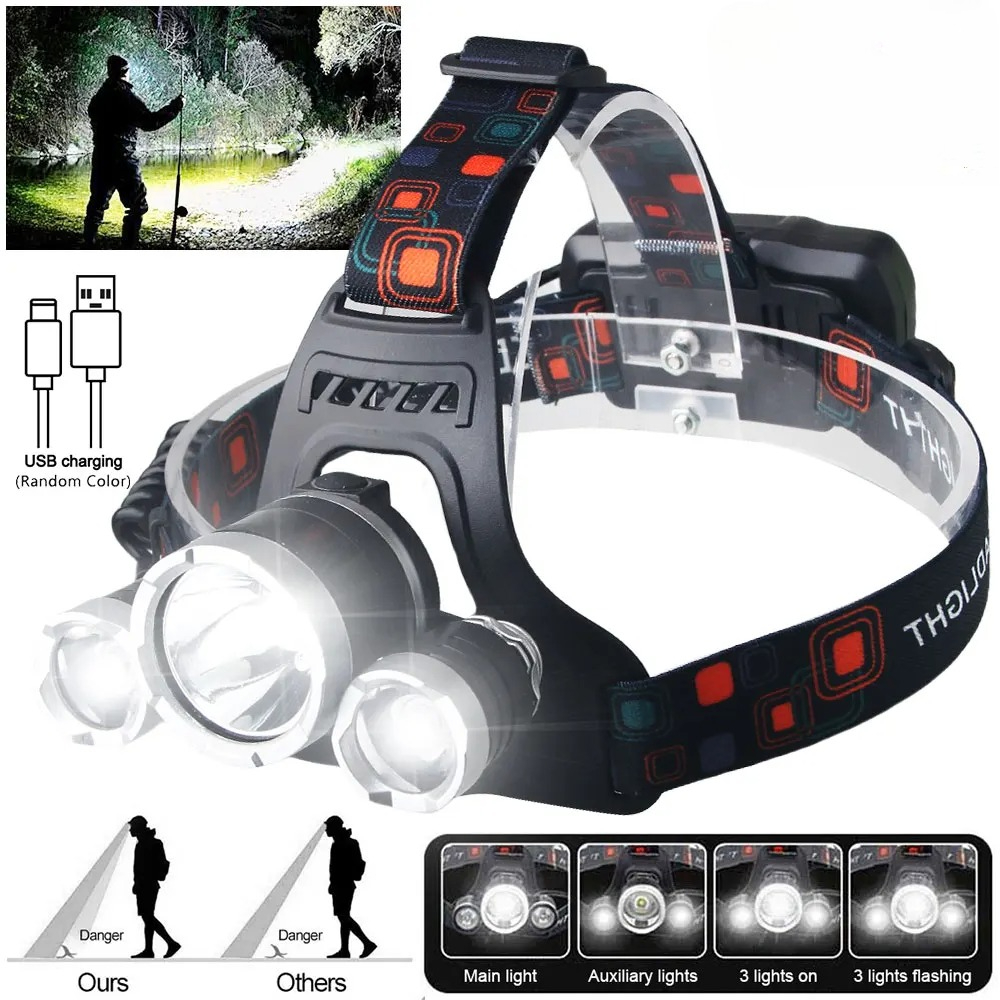 Outdoor Lighting Battery Powered - Linterna frontal LED de alta potencia