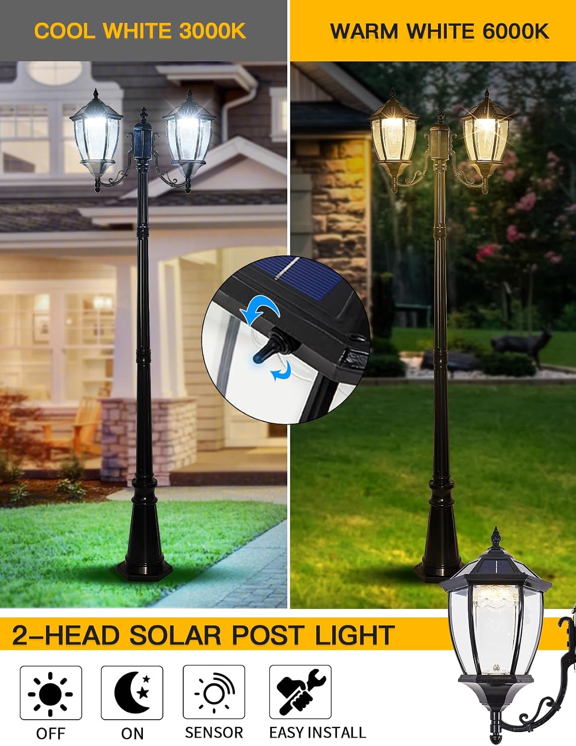 Luces Solares de Poste para Ex - Outdoor Lighting Dusk To Dawn reseña y precio