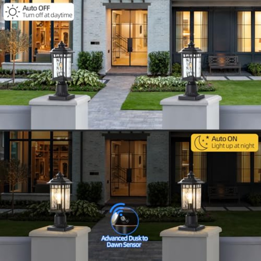 Paquete de 2 Lámparas de Poste - Outdoor Lighting Dusk To Dawn reseña y precio