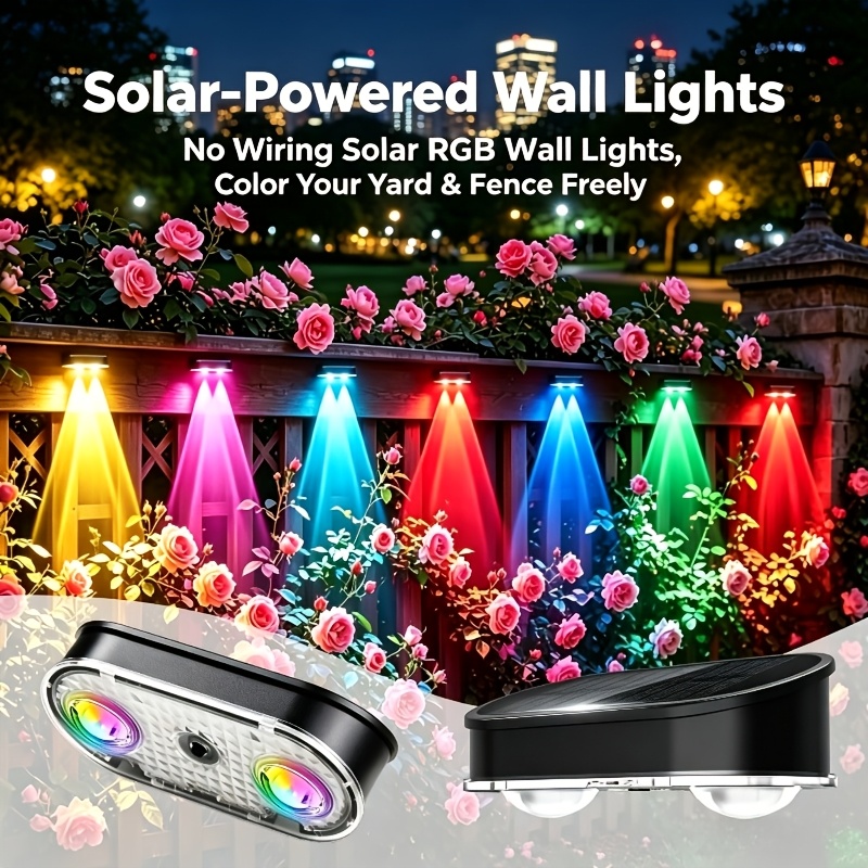 Luz solar RGB para valla IP44, - Outdoor Lighting Dusk To Dawn reseña y precio