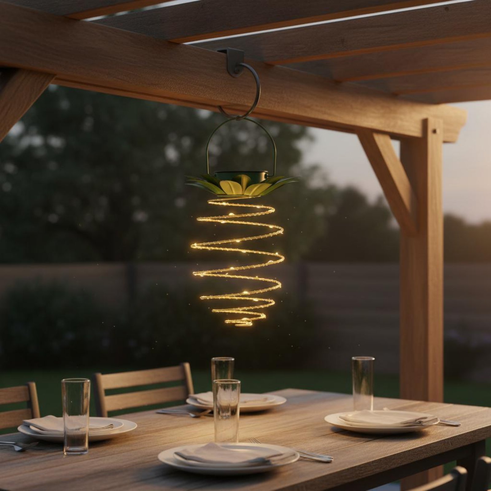 Lámpara solar con forma de piñ - Outdoor Lighting Battery Powered reseña y precio